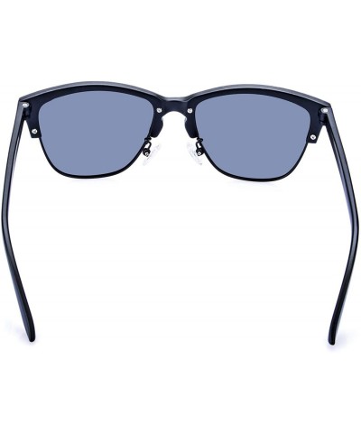 Round Retro Polarized Sunglasses Men Women Classic Casual Semi Rimless Round Fashion Sun Glasses - CO18NAWC2HA $31.12