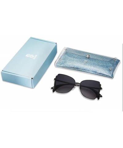 Butterfly Sunglasses for Women Butterfly Sunglasses UV400 ALLY SJ1123 - C1 Black Frame/Gradient Grey Lens - C9193L09HQ9 $34.41