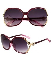 Butterfly Women's Gold Rose Embellish Vented Lens Oversized Sunglasses - Purple Gradient - CQ188783R2U $25.42