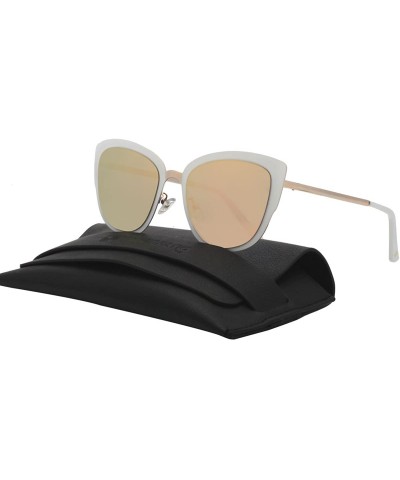 Oval Oversized Cateye Polarized Sunglasses - Designer Inspired Style for Women - with Mirrored Lens P1891 - CK187K66U0T $21.68