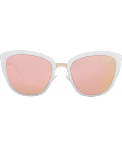 Oval Oversized Cateye Polarized Sunglasses - Designer Inspired Style for Women - with Mirrored Lens P1891 - CK187K66U0T $21.68