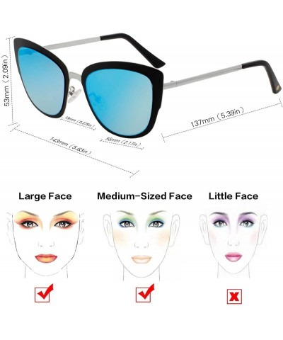 Oval Oversized Cateye Polarized Sunglasses - Designer Inspired Style for Women - with Mirrored Lens P1891 - CK187K66U0T $13.96