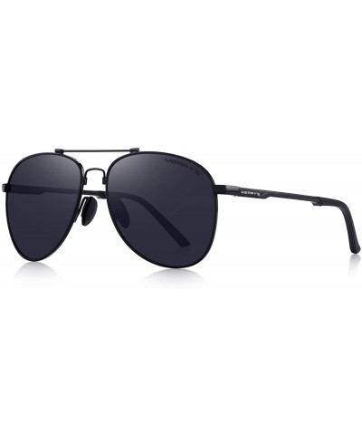 Aviator Mens Polarized Aviation Super light Flexible Frame Sunglasses S8716 - Black - CC12JRUKAKT $40.32