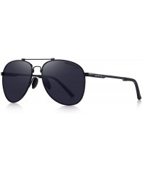 Aviator Mens Polarized Aviation Super light Flexible Frame Sunglasses S8716 - Black - CC12JRUKAKT $20.16