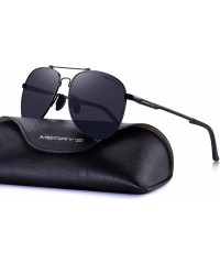 Aviator Mens Polarized Aviation Super light Flexible Frame Sunglasses S8716 - Black - CC12JRUKAKT $20.16