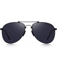 Aviator Mens Polarized Aviation Super light Flexible Frame Sunglasses S8716 - Black - CC12JRUKAKT $34.50