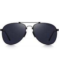 Aviator Mens Polarized Aviation Super light Flexible Frame Sunglasses S8716 - Black - CC12JRUKAKT $20.16