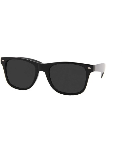 Oversized Fashion Sunglasses Men Women Polarized UV400 Mirrored Lens Horn Rimmed - Black Frame / Black Lens - CN18YLCZLWU $18.51