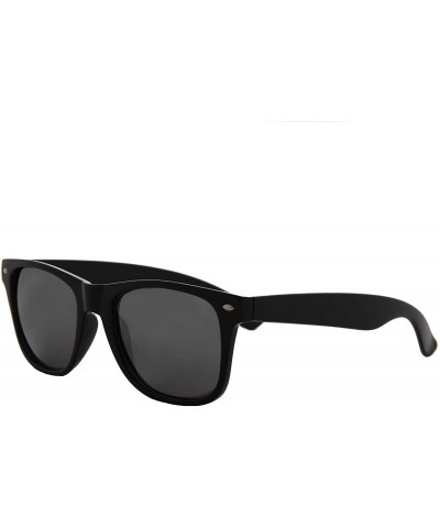 Oversized Fashion Sunglasses Men Women Polarized UV400 Mirrored Lens Horn Rimmed - Black Frame / Black Lens - CN18YLCZLWU $18.51