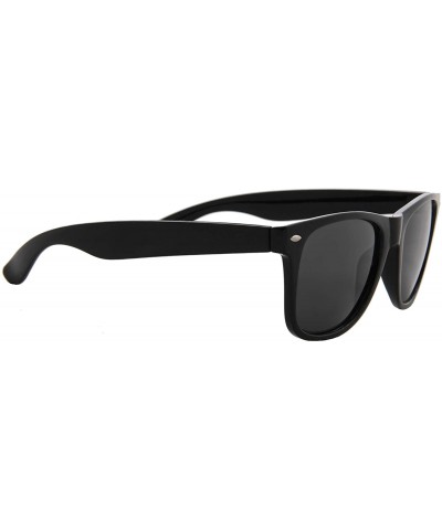 Oversized Fashion Sunglasses Men Women Polarized UV400 Mirrored Lens Horn Rimmed - Black Frame / Black Lens - CN18YLCZLWU $18.51