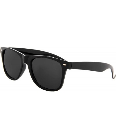 Oversized Fashion Sunglasses Men Women Polarized UV400 Mirrored Lens Horn Rimmed - Black Frame / Black Lens - CN18YLCZLWU $19.27