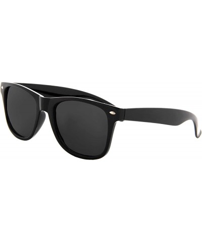Oversized Fashion Sunglasses Men Women Polarized UV400 Mirrored Lens Horn Rimmed - Black Frame / Black Lens - CN18YLCZLWU $18.51