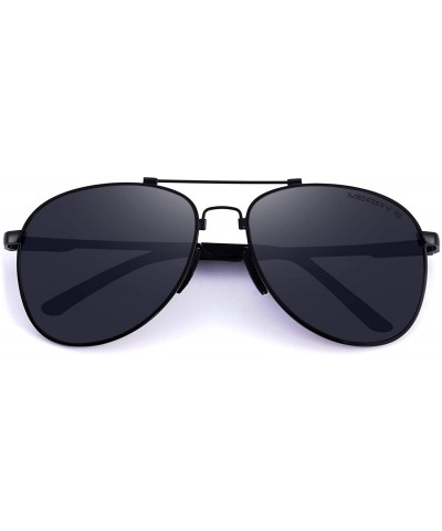 Aviator Mens Polarized Aviation Super light Flexible Frame Sunglasses S8716 - Black - CC12JRUKAKT $20.16