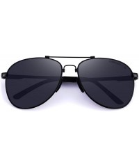 Aviator Mens Polarized Aviation Super light Flexible Frame Sunglasses S8716 - Black - CC12JRUKAKT $33.15