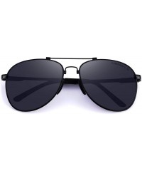 Aviator Mens Polarized Aviation Super light Flexible Frame Sunglasses S8716 - Black - CC12JRUKAKT $20.16