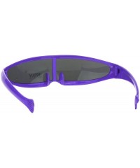 Rectangular Cyber Punk Monolens Shield Scifi Robotic Cyclops Plastic Sunglasses - Purple - C918H8MGMG8 $7.62