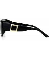 Oval Polarized Womens 61mm Luxury Fashion Fit Over Ornate Plastic Sunglasses - All Black - CK18H9SQT79 $13.37