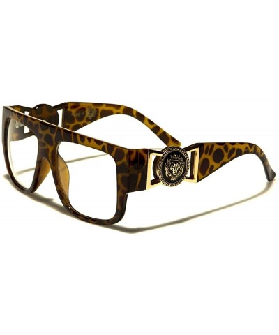 Semi-rimless Flat Top Aviator Glasses Gold Buckle Clear Lens Sunglasses - Leopard - CD1252TB4KP $7.90
