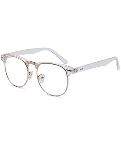 Wayfarer Vintage Retro Classic Half Frame Horn Rimmed Clear Lens Glasses - Transparent - CZ187YXQ8T9 $17.78