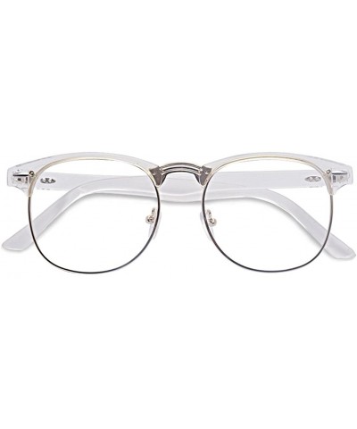 Wayfarer Vintage Retro Classic Half Frame Horn Rimmed Clear Lens Glasses - Transparent - CZ187YXQ8T9 $7.93