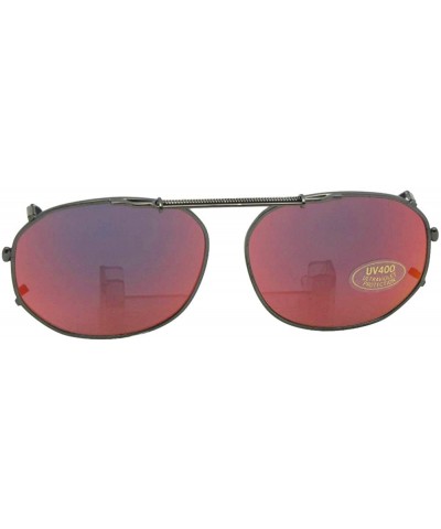 Round Round Square Color Mirror Non Polarized Clip-on Sunglass - Pewter-red Mirror Gray Lens - CA189N7KZ4N $37.08