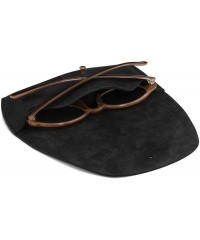 Aviator Genuine Leather Eyeglass Case with Button Closure - Black - C118TW4A3IX $26.29