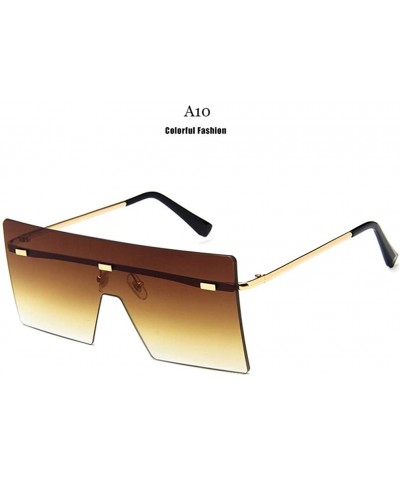 Goggle Unisex Fashion Oversized Square Rimless Sunglasses Women Designer Flat Top Sun Glasses Travel Gradient - A10 - CV18Y5D...
