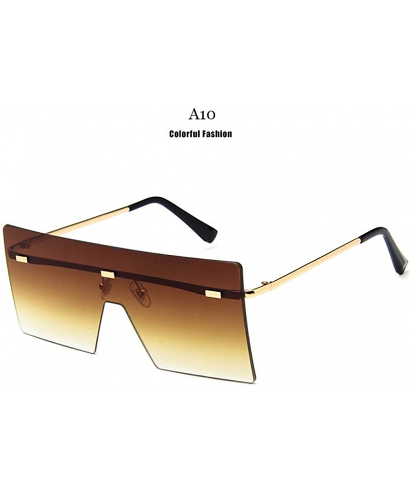 Goggle Unisex Fashion Oversized Square Rimless Sunglasses Women Designer Flat Top Sun Glasses Travel Gradient - A10 - CV18Y5D...