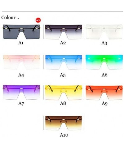 Goggle Unisex Fashion Oversized Square Rimless Sunglasses Women Designer Flat Top Sun Glasses Travel Gradient - A10 - CV18Y5D...