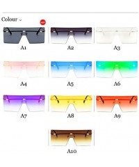 Goggle Unisex Fashion Oversized Square Rimless Sunglasses Women Designer Flat Top Sun Glasses Travel Gradient - A10 - CV18Y5D...