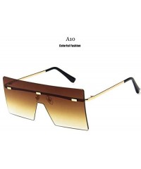 Goggle Unisex Fashion Oversized Square Rimless Sunglasses Women Designer Flat Top Sun Glasses Travel Gradient - A10 - CV18Y5D...