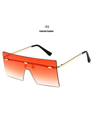 Goggle Unisex Fashion Oversized Square Rimless Sunglasses Women Designer Flat Top Sun Glasses Travel Gradient - A10 - CV18Y5D...