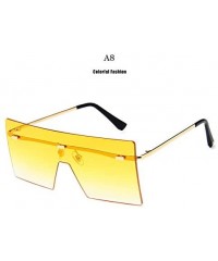 Goggle Unisex Fashion Oversized Square Rimless Sunglasses Women Designer Flat Top Sun Glasses Travel Gradient - A10 - CV18Y5D...