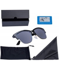 Round Retro Polarized Sunglasses Men Women Classic Casual Semi Rimless Round Fashion Sun Glasses - CO18NAWC2HA $35.22