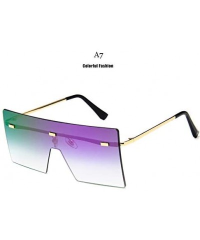 Goggle Unisex Fashion Oversized Square Rimless Sunglasses Women Designer Flat Top Sun Glasses Travel Gradient - A10 - CV18Y5D...