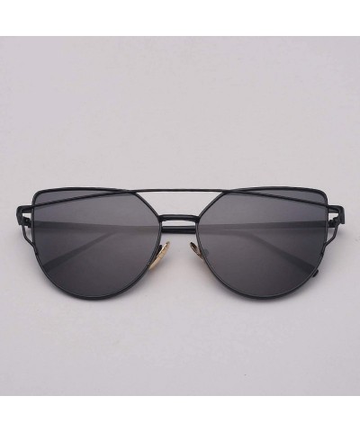 Square 2018 Brand Designer Cat Eye Sunglasses Women Vintage Metal Reflective Glasses Mirror Retro Oculos De Sol Gafas - CS198...