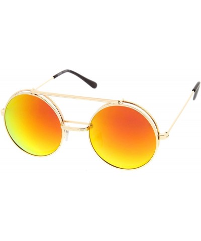 zeroUV Unisex Mid Size Flip-Up Neutral-Colored Lens Round Django Sunglasses  49mm (Gold / Brown) - 49mm - Walmart.com