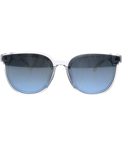 Rectangular Womens Boyfriend Style Chic Panel Lens Horn Rim Plastic Sunglasses - Clear Silver Blue - CI18GM3D0G4 $10.34