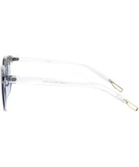 Rectangular Womens Boyfriend Style Chic Panel Lens Horn Rim Plastic Sunglasses - Clear Silver Blue - CI18GM3D0G4 $10.34
