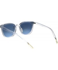 Rectangular Womens Boyfriend Style Chic Panel Lens Horn Rim Plastic Sunglasses - Clear Silver Blue - CI18GM3D0G4 $10.34