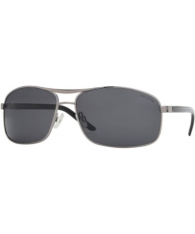 Oversized Classic Tall Big Oversized XL Polarized Rectangular Sunglasses for Men - Silver + Smoke - CM18GLTRXTX $27.21
