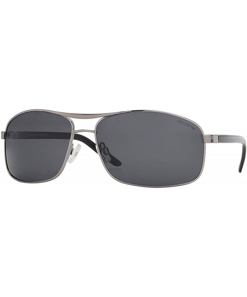 Oversized Classic Tall Big Oversized XL Polarized Rectangular Sunglasses for Men - Silver + Smoke - CM18GLTRXTX $13.42
