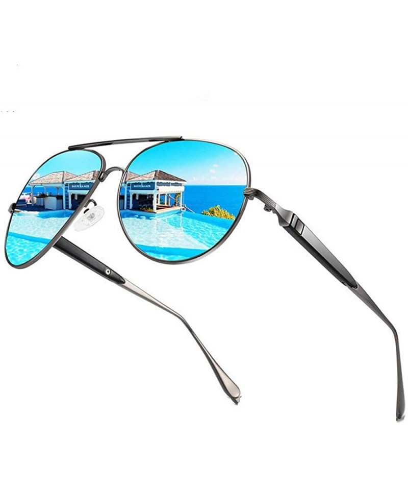 Goggle Fashion Sunglasses fishing Driving Sunglasses Brand Men UV400 Polarized Square Metal Frame Male Sun Glasses - CB198R0S...