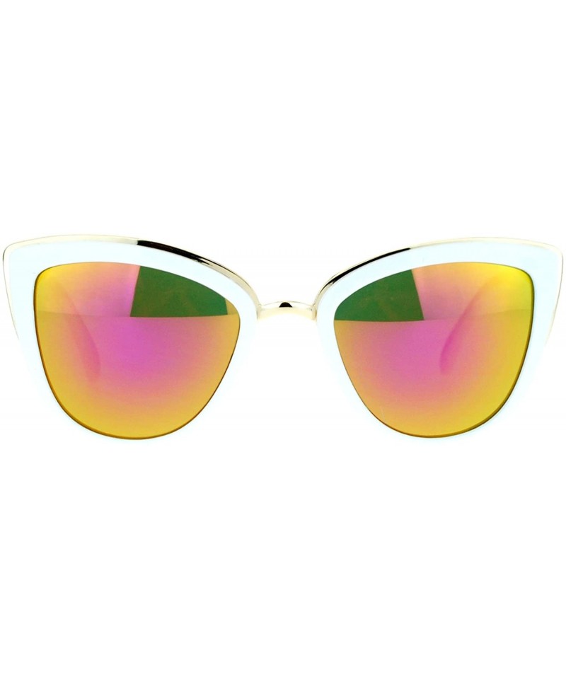 Square Womens Sunglasses Stylish Retro Fashion Butterfly Frame Color Mirror Lens - White Gold (Fuchsia Mirror) - CU1892DXTMN ...