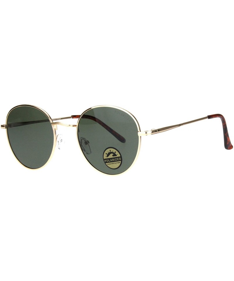 Round Polarized Lens Sunglasses Vintage Fashion Round Light Metal Frame UV 400 - Gold (Dark Green) - C219399ALTX $12.51