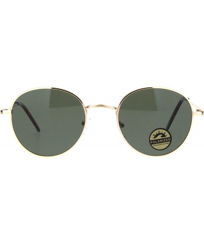 Round Polarized Lens Sunglasses Vintage Fashion Round Light Metal Frame UV 400 - Gold (Dark Green) - C219399ALTX $12.51