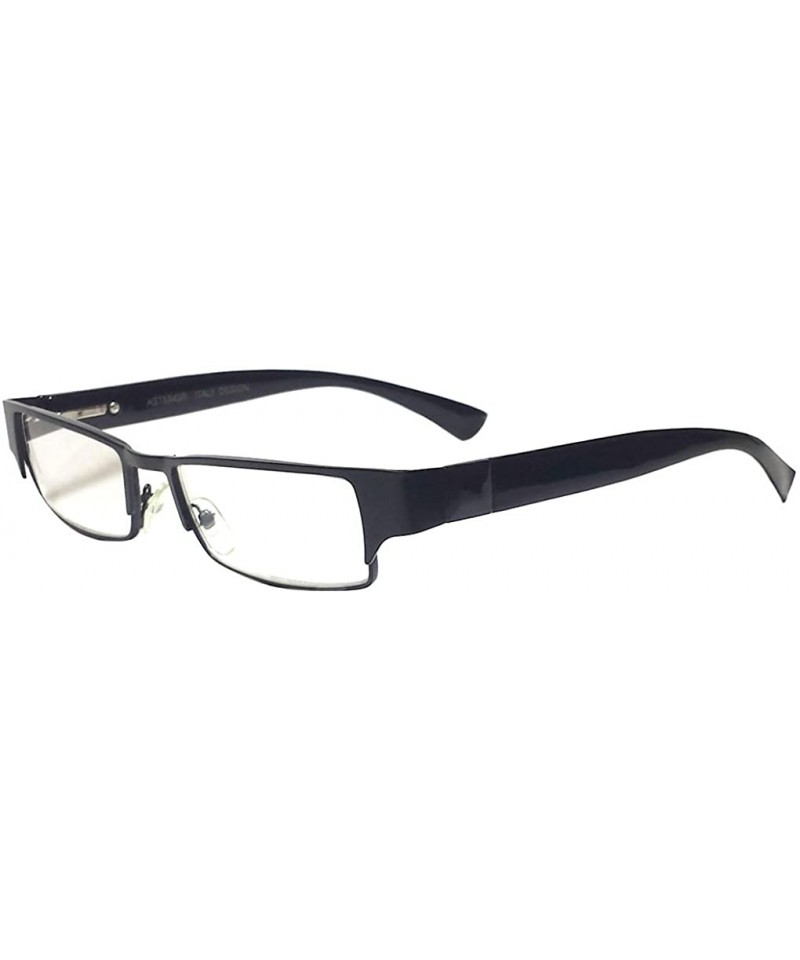 Rectangular Magnified Reading Glasses Rectangular Spring Hinge Frame - Black - CY182GRI9MS $9.24