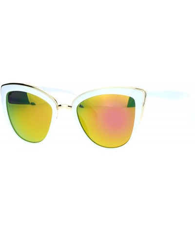 Square Womens Sunglasses Stylish Retro Fashion Butterfly Frame Color Mirror Lens - White Gold (Fuchsia Mirror) - CU1892DXTMN ...