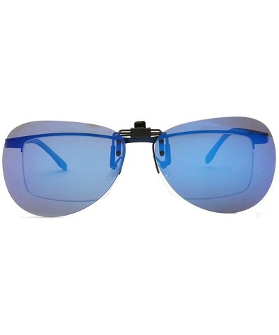 Aviator Clip On Polarized Aviator Sunglass Lenses Clip Flip Up Lenses Men Women Fashion - Blue - C118X82Q5IC $11.29