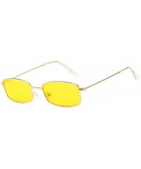 Aviator Hexagonal Polarized Sunglasses Men Women Geometric Square Small Vintage Metal Frame Retro Shade Glasses - Yellow - CR...